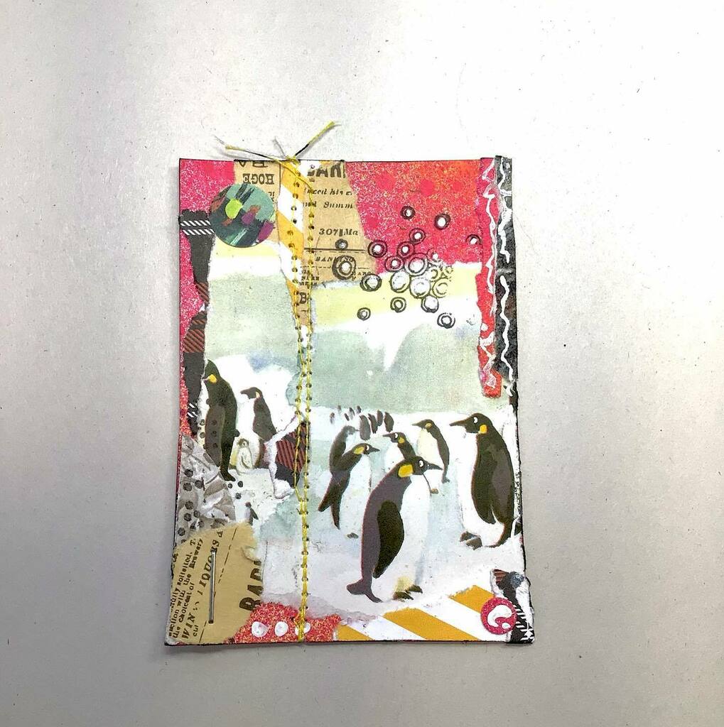 ATC number 8/9 .  #swap #atc #artisttradingcards #artisttradingcardswap #mixedmedia #collage  #papercollage #stamping  #fraliart#papersewing #layers #paperlayering #diecuts