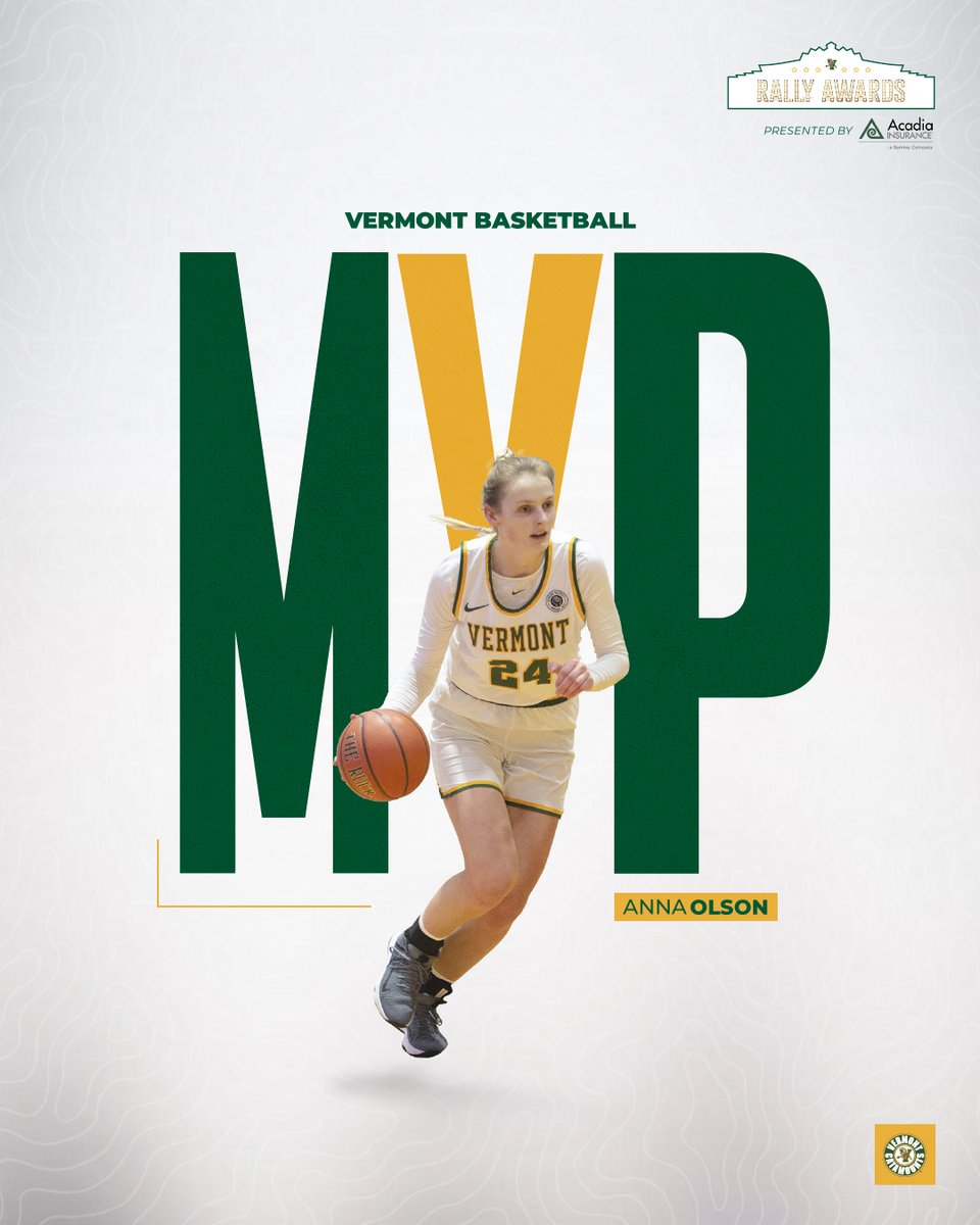 UVM Athletics (@uvmathletics) on Twitter photo Anna Olson is the 2021 <a href="/UVMwbb/">UVM Women's Basketball</a> MVP! Anna became the 4th player in program history to be named AE Rookie of the Year. She led UVM this season with 13.3 PPG & 6.8 RPG. She helped lead Vermont to its best league start through six games since 2010.
#RallyAwards | #ThisIsVermont Anna Olson is the 2021 <a href="/UVMwbb/">UVM Women's Basketball</a> MVP! Anna became the 4th player in program history to be named AE Rookie of the Year. She led UVM this season with 13.3 PPG & 6.8 RPG. She helped lead Vermont to its best league start through six games since 2010.
#RallyAwards | #ThisIsVermont