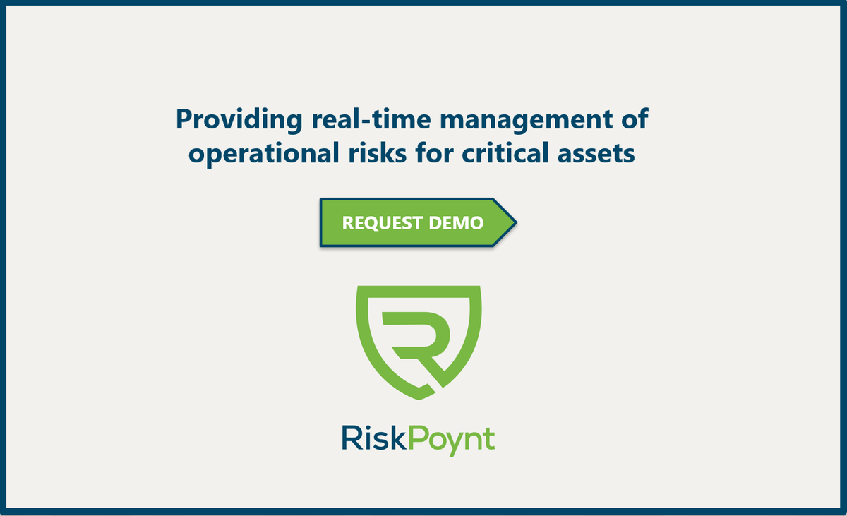 RiskPoynt's tweet photo. Do you know which of your #criticalassets are at risk? Ranked #1 software application for #barriermanagement by @Verdantix, our #SaaS digital platform leverages the power of #IoT to deliver actionable information. https://t.co/UWumJghuMS https://t.co/xorcvzoimM