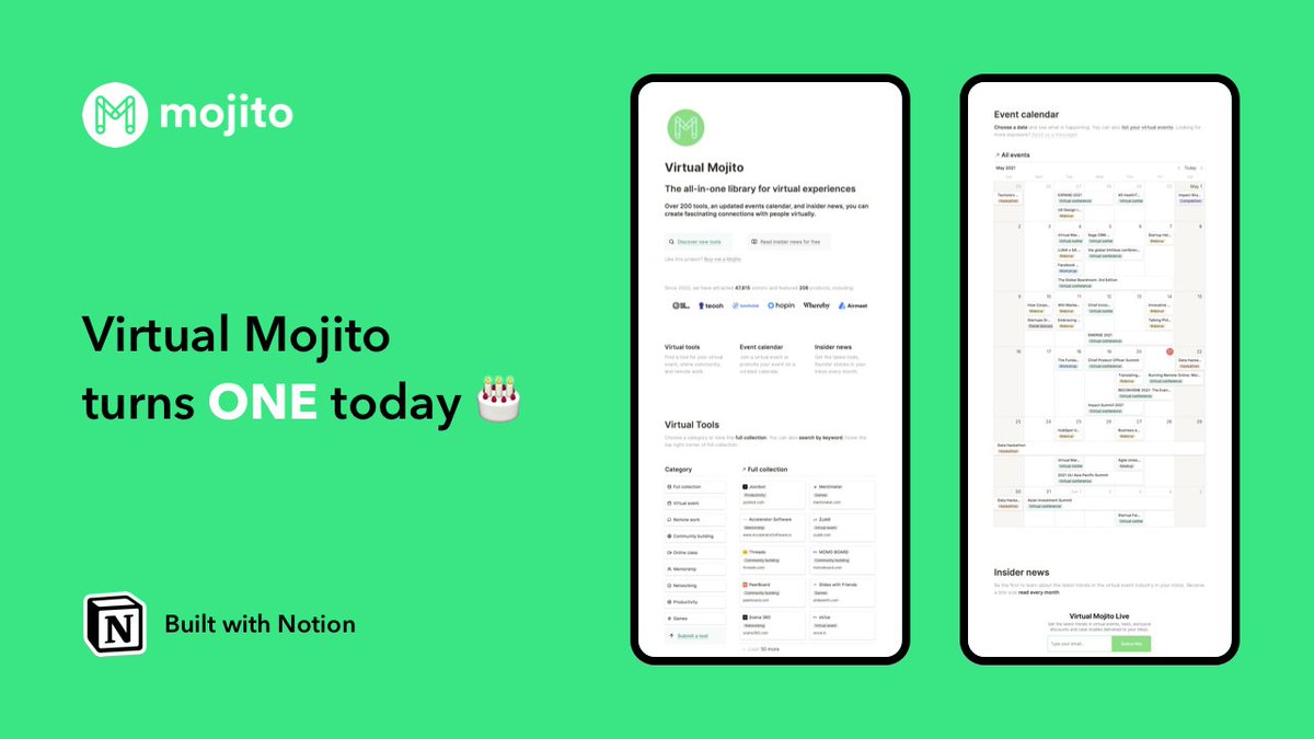 Have you checked our new look?

This is how we celebrate the 1st anniversary: VirtualMojito.com 🍻