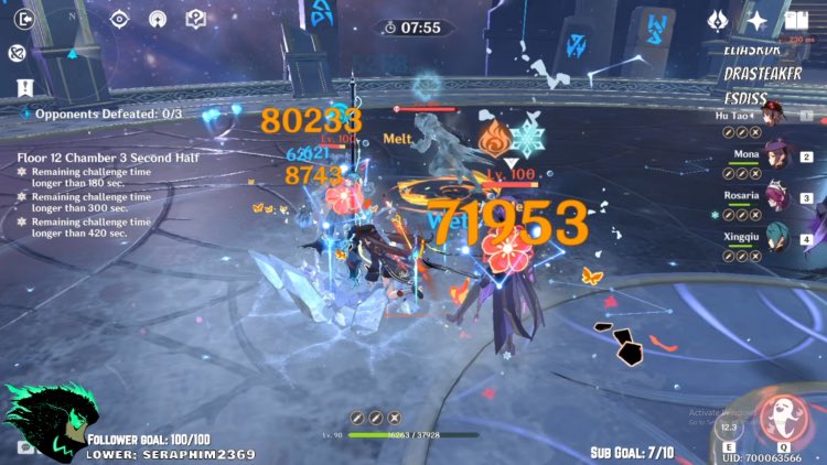 sNazzKun's tweet photo. My #Hutao is very strong + built with F2P resources ^^ Dragonsbane + Mona-Chan FTW <3 these are charged attacks ^^ #GenshinImapct #waifu #f2p #pyro #gacha #stonkers https://t.co/tY27w5DHXg