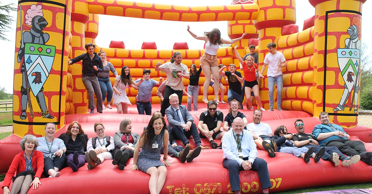 Year 13s jumping for joy as they celebrate the end of their exams! #BBQ #bouncycastle #leavers