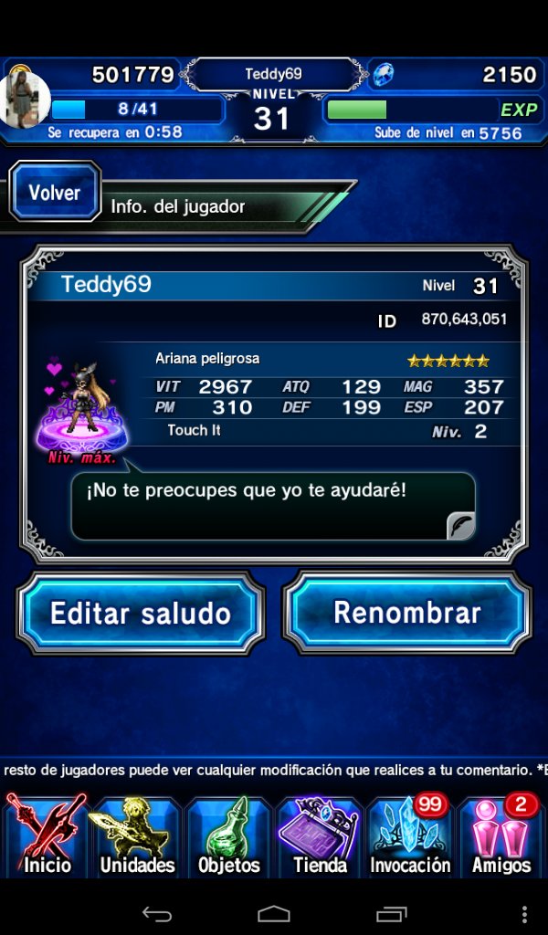 Teddy69_BE's tweet photo. @FFBE_EN Teddy69 
México
ID: 870,643,051
Hace cinco años entre a esta fabulosa aventura #FFBEWW 
Comencé a jugar por la unidad de @ArianaGrande y el resto es historia :3
Muchas gracias por tantas victorias y derrotas, lágrimas y risas
¡¡MUCHAS GRACIAS!!
!VIDA, MUERTE, AMOR, VICTORIA! ❤️🐻 https://t.co/VCTV41YaU5