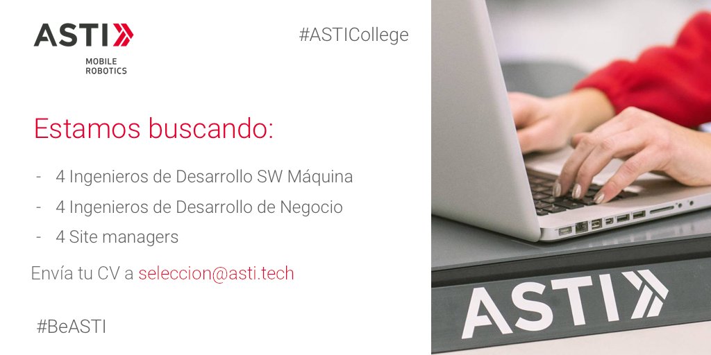 ¡Te estamos buscando! Desde nuestro programa #ASTICollege para recién titulados, estamos seleccionando varios perfiles
⦁ 4 Ingenieros de Desarrollo SW Máquina
⦁ 4 Ingenieros de Desarrollo de Negocio
⦁ 4 Site managers
Envía tu CV a seleccion@asti.tech
#joinASTI #talent #beASTI