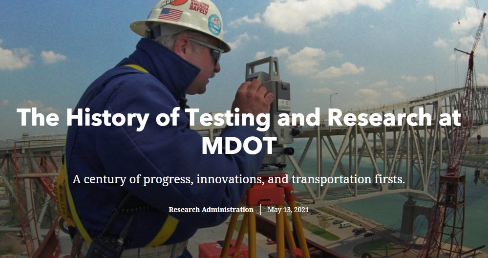 MichiganDOT's tweet image. Testing and Research at @MichiganDOT has a long, rich history filled with many transportation firsts, achievements, and innovations. Learn more about this history through this interactive StoryMap highlighting those innovations and achievements: bit.ly/3fnEJhA