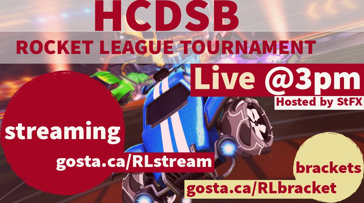 Check out our STA eSports teams today at 3pm as they compete in the #HCDSB Rocket League tournament hosted by <a href="/StFXSOS/">St Francis Xavier CSS</a> goSTA.ca/RLstreams