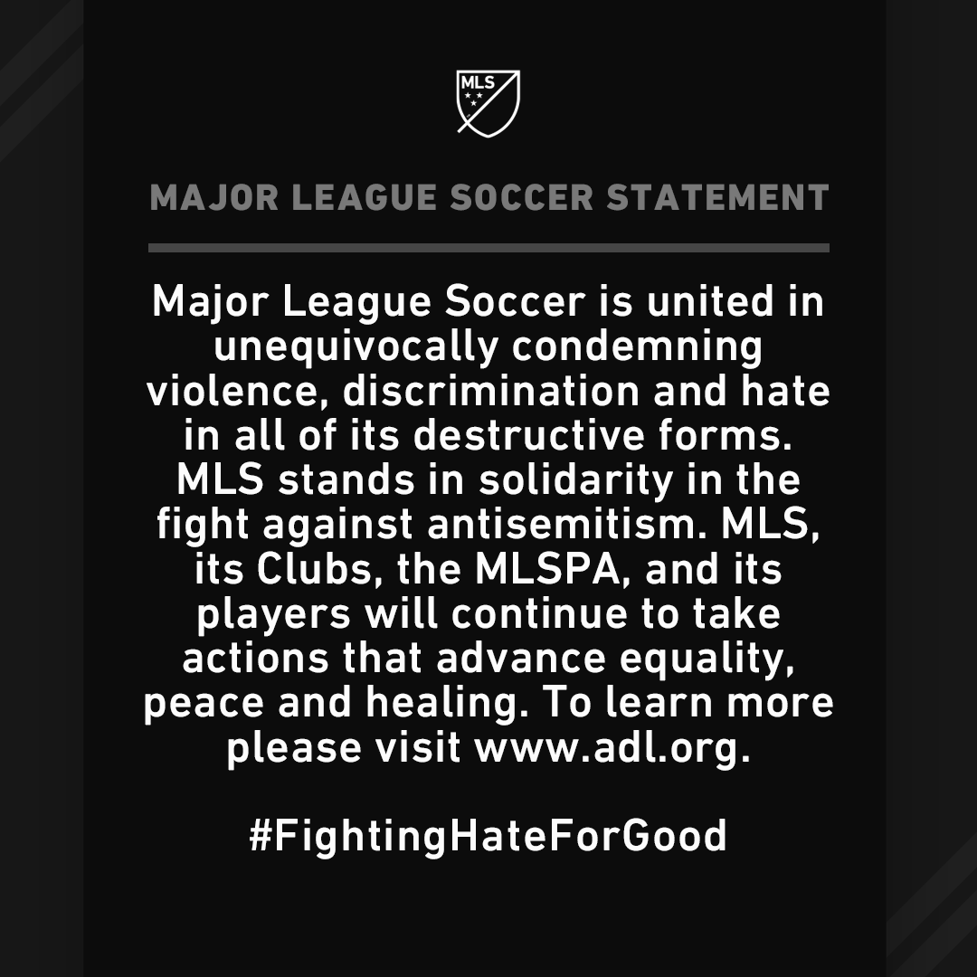 MLS's tweet photo. United against hate. #FightingHateForGood https://t.co/fWn9IeaOHc