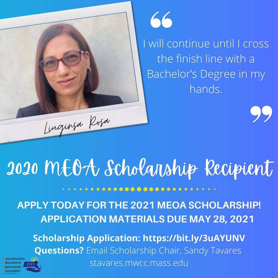 2021 MEOA SCHOLARSHIP APPLICATIONS ARE DUE TOMORROW!!
What are you waiting for?! APPLY NOW: bit.ly/3m4iwXu #TRIOWORKS #GEARUP #FIRSTGENPROUD