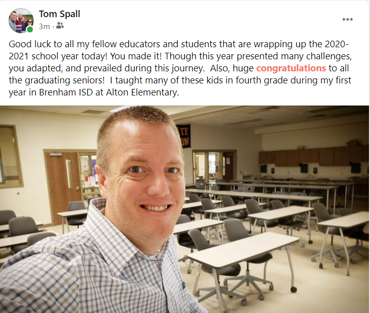 Tommyspall's tweet image. Good luck to all my fellow @BrenhamISD educators wrapping up their 2020-2021 school year!  Awesome job!  #CubProud 

@AltonElementary @BrenhamElem @KrauseElem @BrenhamEclc #IChooseBrenham #TXed #T4G4