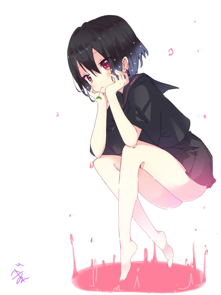 黒髪ボブ あまがさなだめのイラスト