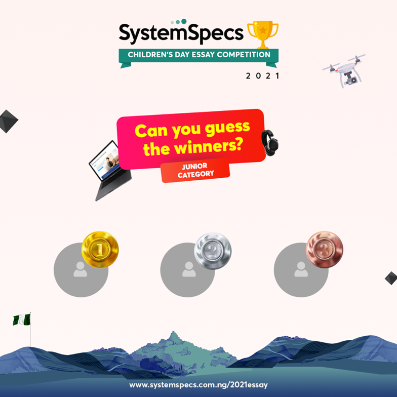 SystemSpecsNig's tweet photo. Okay! It’s really a wild guess and we know this, but try 😃😃

Who do you think the winners for the Junior and Senior Categories will be?

Let the comments start flowing in...

#SystemSpecs #ChildrensDay #EssayCompetition https://t.co/eQpcms2Bfv