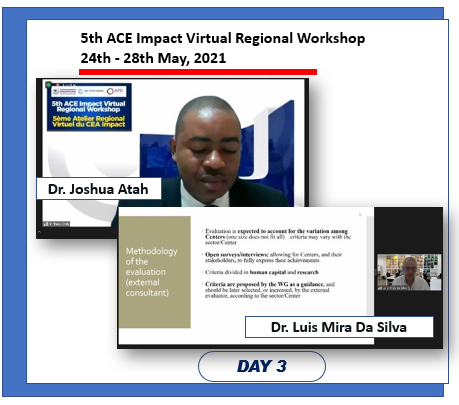 5th ACE Impact Virtual Regional Workshop 
27th May, 2021
PLENARY SESSION X: DEVELOPMENT IMPACT AND DLI 2
Moderator: Dr. Joshua Atah, ACE Impact Focal Point, Nigeria
Speaker: Dr. Luis Mira Da Silva (DLI 2 Evaluator)
#ACEImpact <a href="/the_ACEProject/">Africa Higher Ed. Centers of Excellence-ACE Impact</a> <a href="/aceceforuniport/">ACE CEFOR, UNIPORT</a> <a href="/COEUAEU/">COE_UAEU</a> <a href="/acemfsfutm/">ACE, Mycotoxin and Food Safety, FUT, Minna</a>