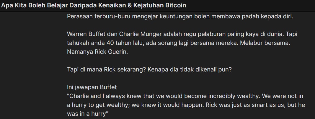 Mula esok saya akan hantar 1 newsletter setiap hari jumaat.

Tulisan tentang kewangan, pelaburan dan kehidupan.

Selain tu saya akan bagi juga beberapa link artikel, video menarik yang saya jumpa.

Ini tulisan untuk esok. Nak?