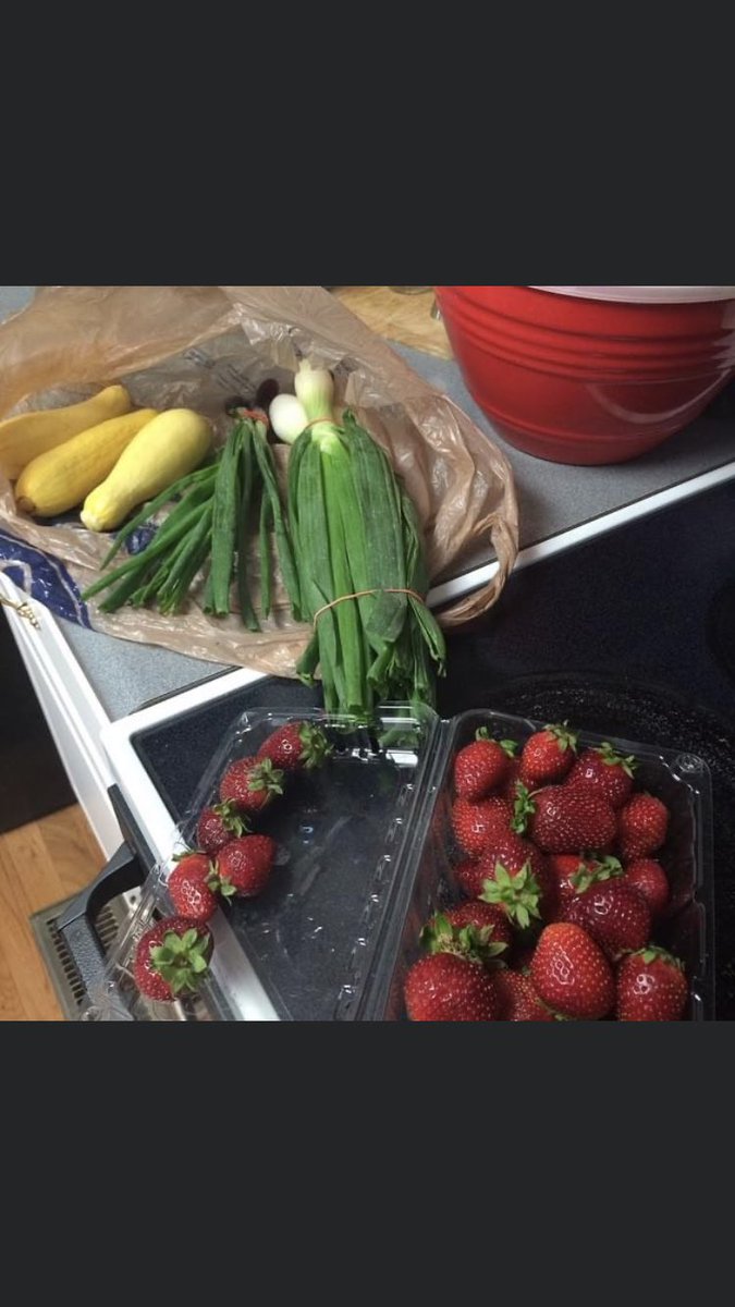 Nibbling on our first CSA box of the season and the strawberries are divine! What to do with the leeks?? I don’t cook with leeks. 🤔

#SupportYourLocalFarmers
#CommunitySupportedAgriculture