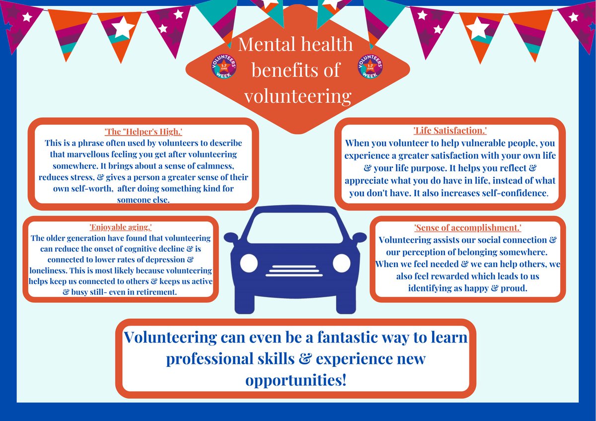 NNCommTransport's tweet image. There are so many positive aspects on mental health as a volunteer driver-here are just a few of those for you to think about. Could volunteering benefit you &amp;amp; your mental health? 
#volunteersweek #helpyourneighbour #happymindhappylife #mentalhealthmatters #northamptoncarscheme