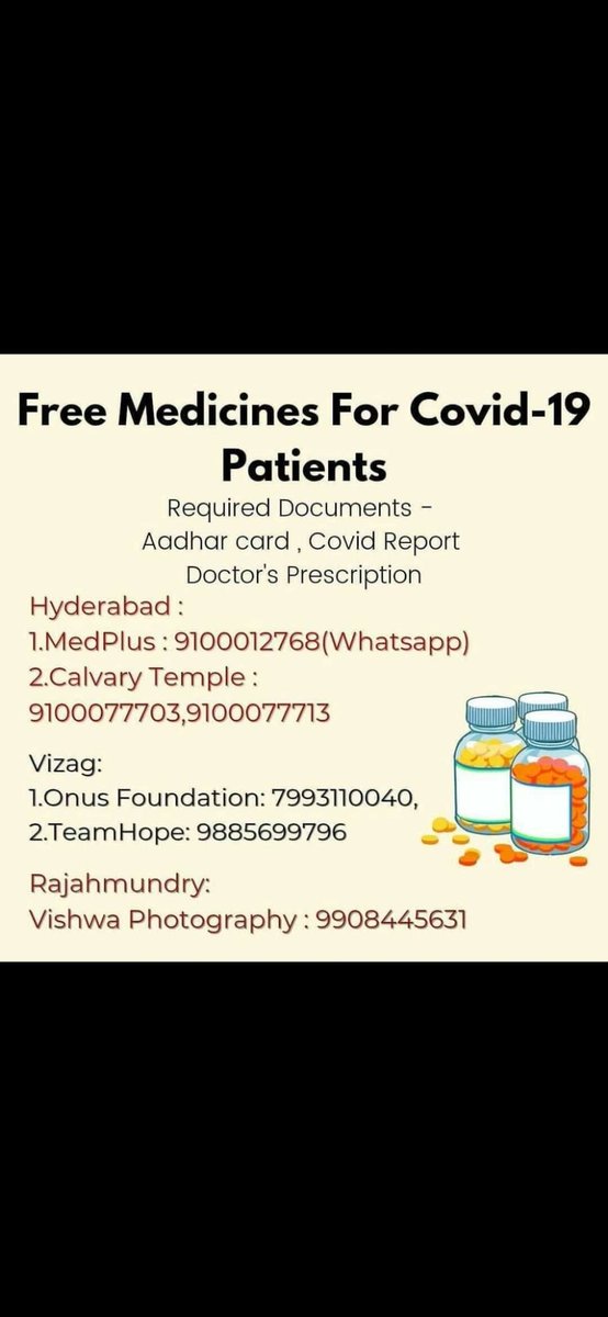 Free medicines for #COVID19
Patients.
#CovidResources #medicines