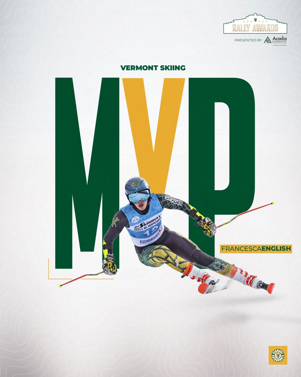 UVM Athletics (@uvmathletics) on Twitter photo Francesca English is the 2021 women's <a href="/UVMSkiing/">UVM Ski Team</a> MVP! At the 2021 NCAA Championships she was third in the GS and eighth in the slalom. She earned two race wins and seven total podium appearances on the season.
#RallyAwards | #ThisIsVermont Francesca English is the 2021 women's <a href="/UVMSkiing/">UVM Ski Team</a> MVP! At the 2021 NCAA Championships she was third in the GS and eighth in the slalom. She earned two race wins and seven total podium appearances on the season.
#RallyAwards | #ThisIsVermont