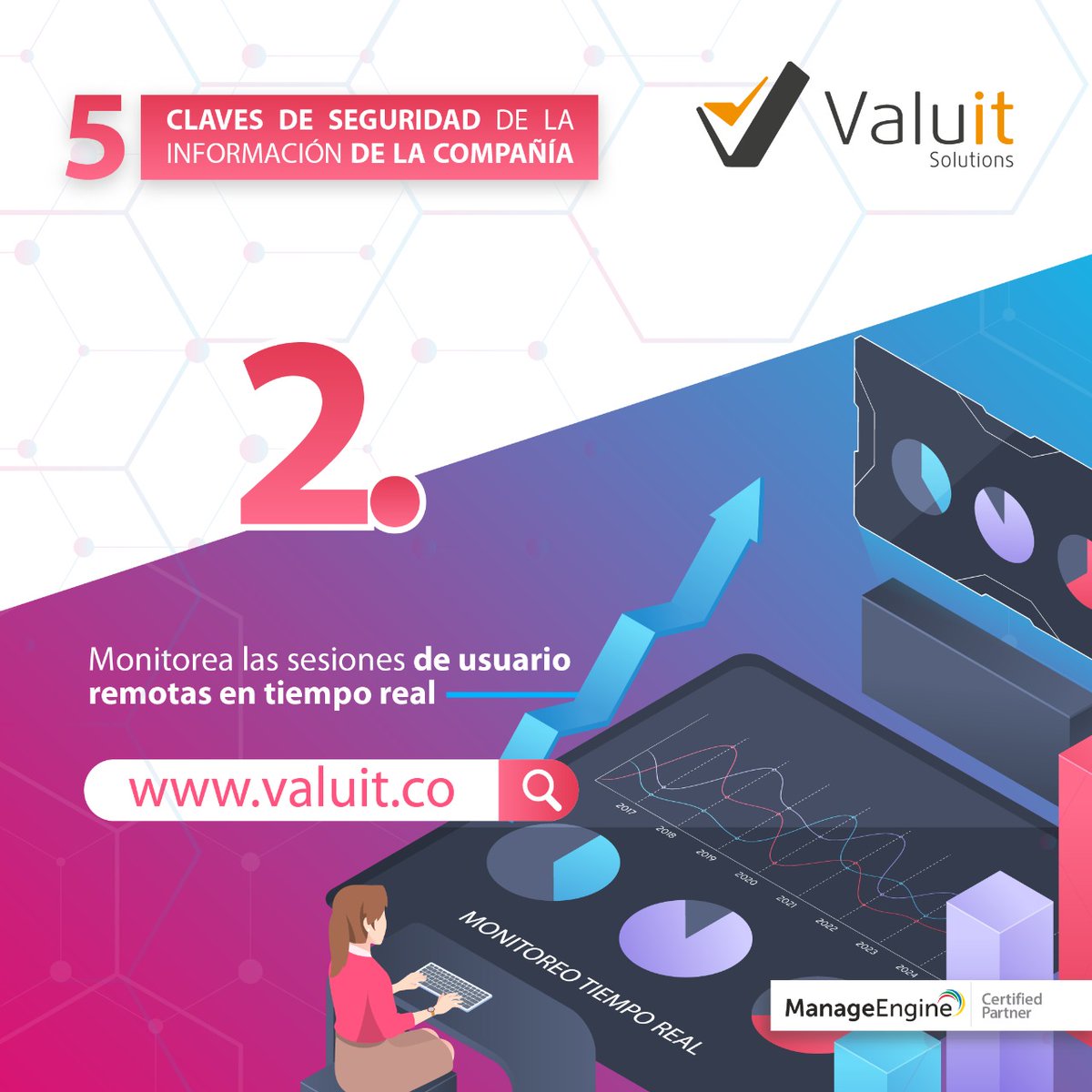 valuitsolutions's tweet image. Que la información de tu empresa sea realmente confidencial.  Con nuestro #PasswordManagerPro de @ManageEngineLA Tu almacenamiento de datos está seguro, guarda y administra información confidencial compartida y más. ☎PBX: +571 5330999👉valuit.co  #FelizJueves