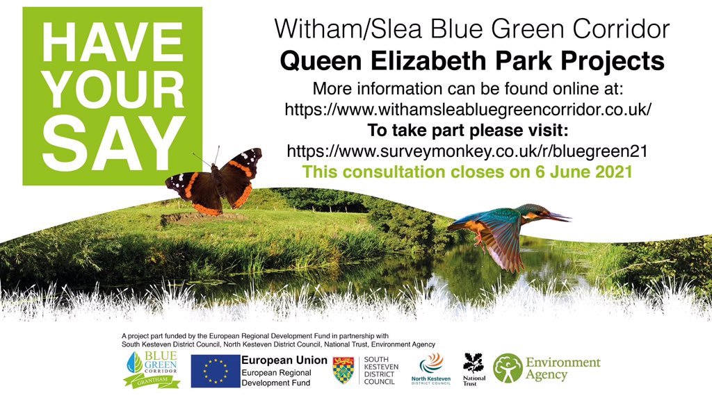 💦🍀Our consultation &amp; website are now live! To feed into the Blue Green Corridor, including the QEP re-landscaping for biodiversity &amp; increased year round park user access to seasonally wet grassed areas, please view plans &amp; complete the survey here: withamsleabluegreencorridor.co.uk/Grantham-consu…🍀💦