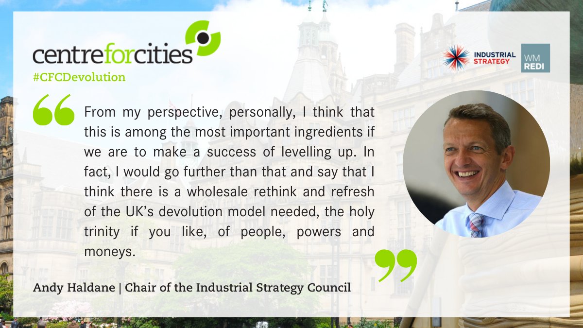 CentreforCities's tweet photo. 🗣️ Andy Haldane, Chair of @ISCProd_Matters shares his thoughts on the council's final report: Devolution and governance structures in the UK: lessons from evidence
#CFCDevolution https://t.co/2RVOKZrXMh