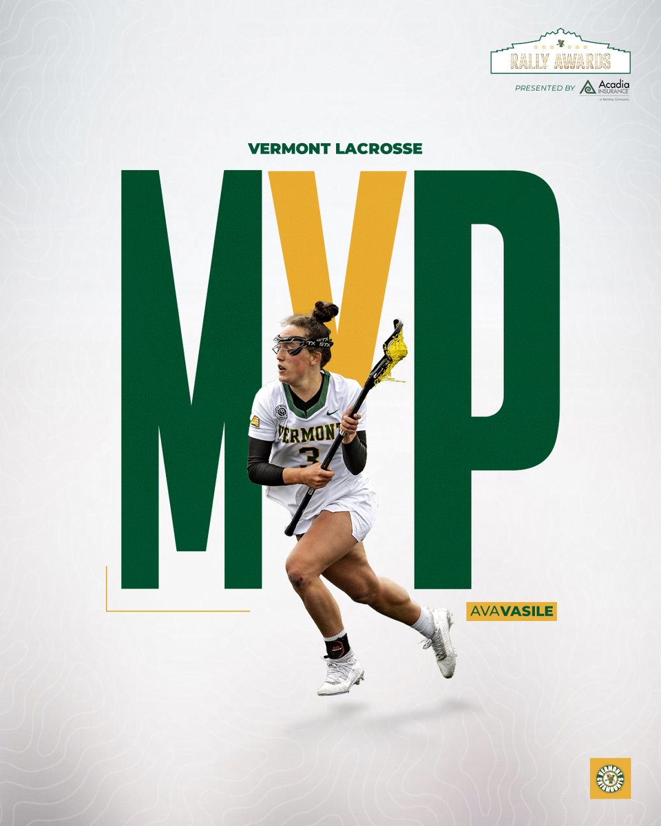 UVM Athletics (@uvmathletics) on Twitter photo The 2021 <a href="/UVMwlax/">UVM Women's Lacrosse</a> MVP is Ava Vasile! She led the team with 32 goals, 9 assists, and 41 points in 12 games played helping the Catamounts finish 3rd in America East for the first time since 2015.
#RallyAwards | #ThisIsVermont The 2021 <a href="/UVMwlax/">UVM Women's Lacrosse</a> MVP is Ava Vasile! She led the team with 32 goals, 9 assists, and 41 points in 12 games played helping the Catamounts finish 3rd in America East for the first time since 2015.
#RallyAwards | #ThisIsVermont