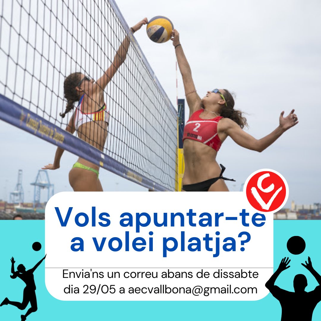 AECVALLBONA's tweet photo. Bona tarda!!🌞🌞
Tots aquells interessats en fer entrenament de volei platja envieu mail al correu del club: aecvallbona@gmail.com
Teniu la opció de fer un entreno a la setmana i seria 25eur/mes o fer 2 entrenaments per setmana i serien 40eur/mes. Les competicions compten a part. https://t.co/8KWN3VIbhK