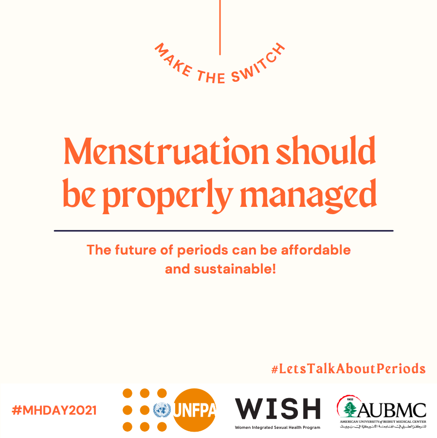 UNFPALebanon's tweet photo. When it comes to Menstrual products, tampons and pads take at least 800 years to decompose! 
There are Sustainable and affordable alternatives like the #ReusablePads and period underwear that are environment friendly! 

Let us #MakeTheSwitch

#LetsTalkAboutPeriods #MHDay2021 https://t.co/ZfM5szUNwS