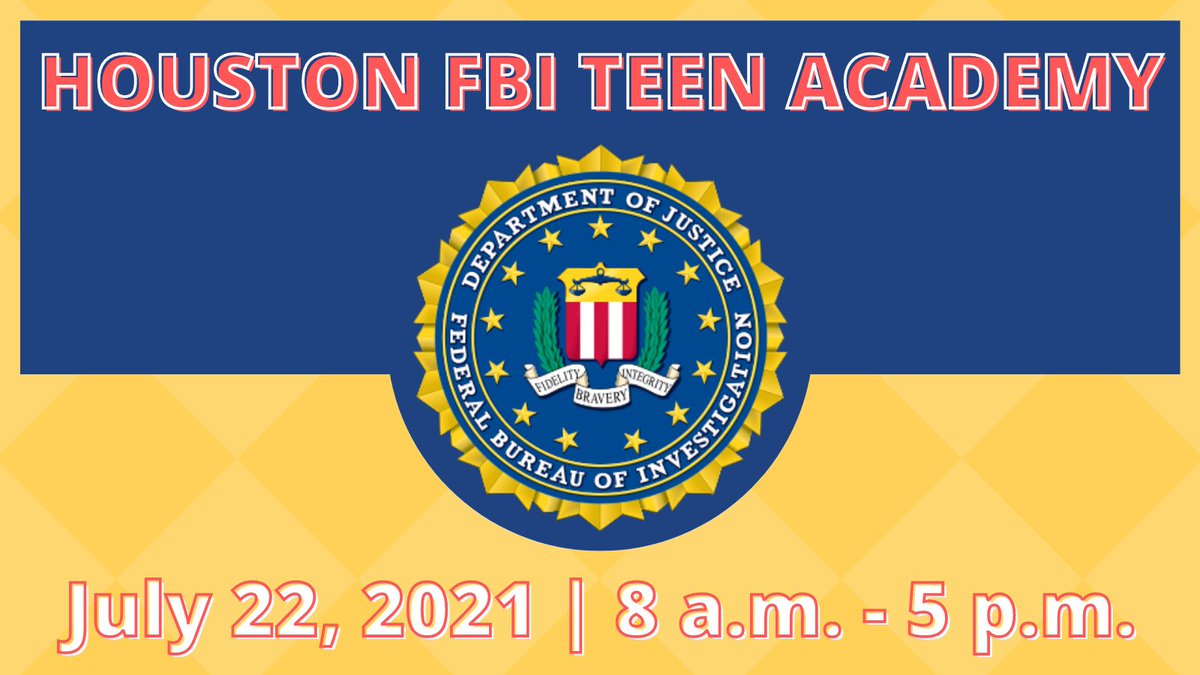 FBI Houston is accepting applications for the 2021 Teen Academy! High school students will have the opportunity to learn from special agents, intelligence analysts, language specialists and more! 🔍

For more information on the Academy and to apply, visit: bit.ly/3hYGovF