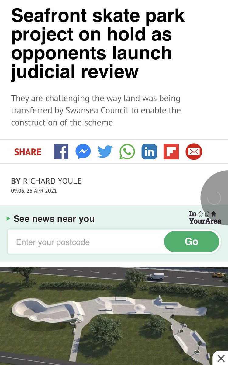 This has been a skaters area for over 25 years! 
One rich business man builds a house next door and it’s instantly at risk. 
Please film a video in support for the Swansea Skate park redevelopment. Don’t let him win! We need Help! <a href="/tonyhawk/">Tony Hawk</a> <a href="/steveo/">Steve-O</a> <a href="/thrashermag/">Thrasher Magazine</a> 🙏🏻 DM me