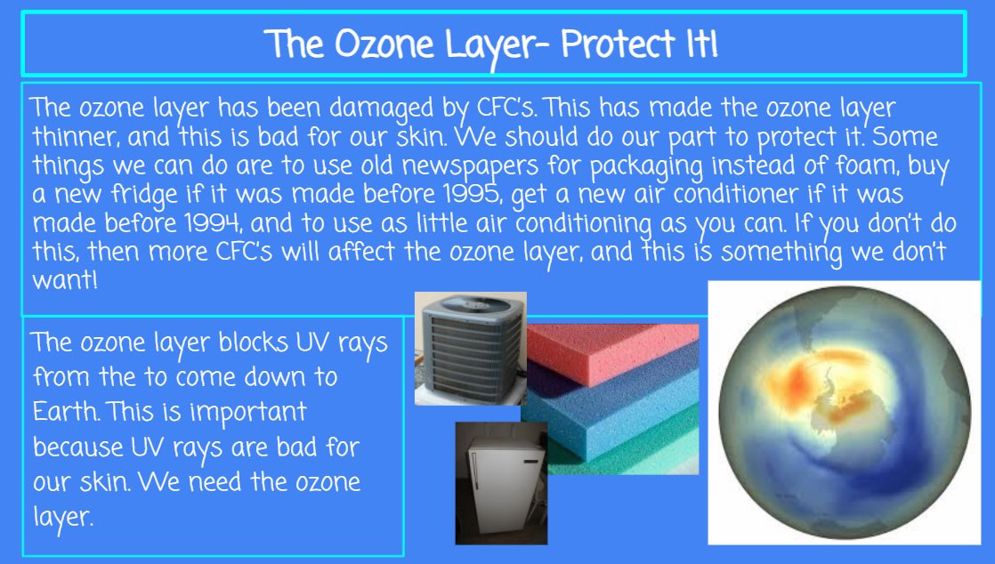 MsM_5thgrade's tweet photo. Save the Ozone Layer! 🌎☀️ https://t.co/Scv6lCwJ44