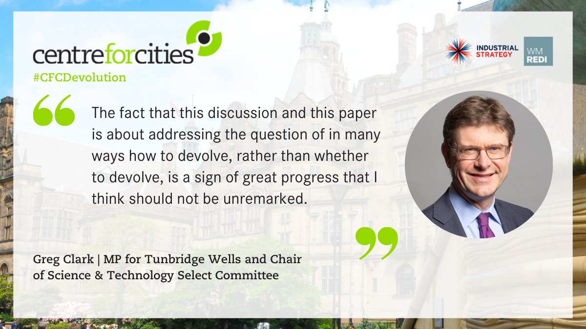 CentreforCities's tweet photo. 🗣️ @GregClarkMP shares his reflections on the @ISCProd_Matters' final paper.
#CFCDevolution https://t.co/gDRwJZtG0U