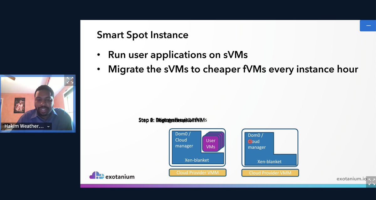 Great keynote from Hakim Weatherspoon with @exotanium  "Have your Cake and Eat it: Reliably Running Stateful Virtual Machines in Cheap Spot Markets"