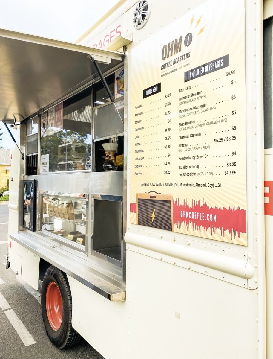 ohmcoffee's tweet image. We’re at the Napa Roundabouts today and Friday til 12pm. (First &amp;amp; California at Keller Williams Realty.) What can we make for you?
