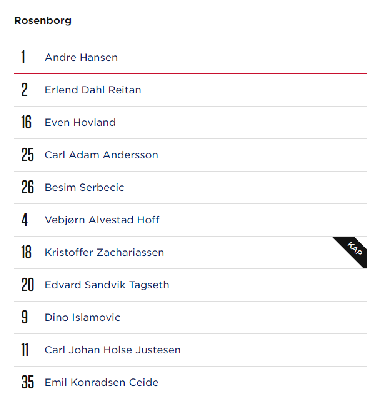 Rosenborg with the following line-up:

Islamovic back in the line-up. Ceide and Molins on the bench. 

 #ESNFantasy