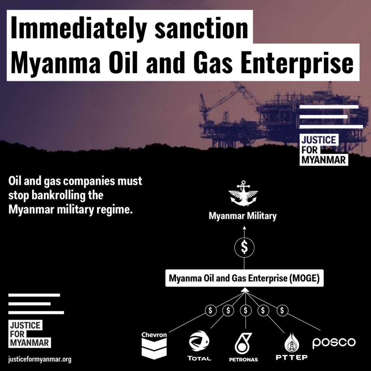 minnay_k's tweet photo. All those money make the bullets to kill innocent civilians.

#POSCO_StopSupportingSAC 
#SanctionMOGE 
#WhatsHappeningInMyanmar https://t.co/TnXXHkuSlq
