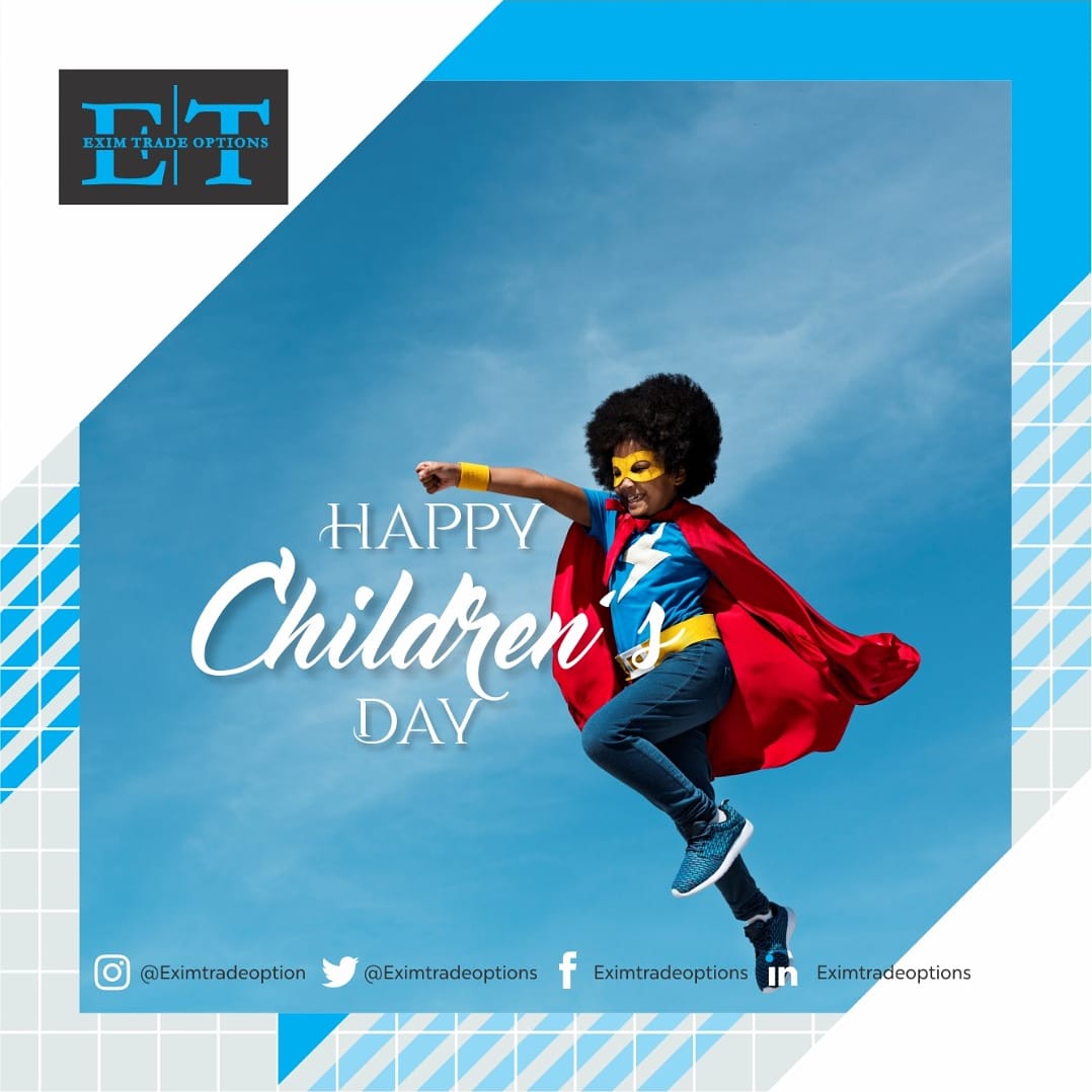 eximtradeoption's tweet photo. Happy Children's Day! From all of us at Eximtradeoptions. 
#exim #eximtrade #eximtradeoptions #export #import #Trade #27May https://t.co/9BwlHxM9LB