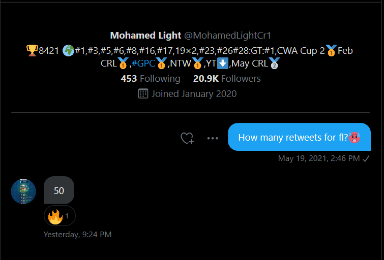 50 retweets for Mo Light's FL. 🥸