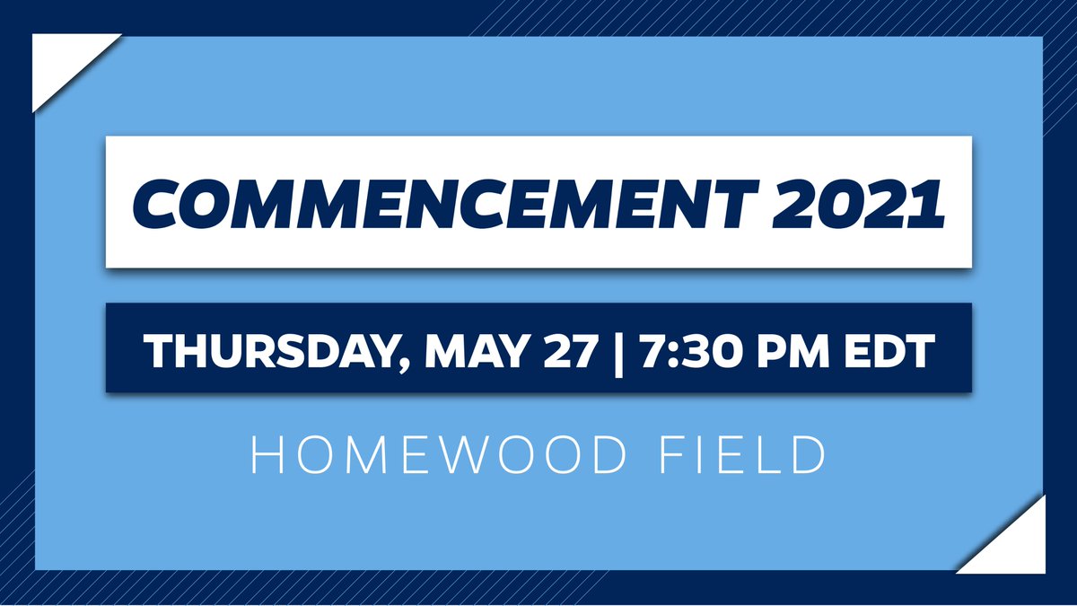 🎓 Today’s the big day for the JHU Class of 2021! Tune in live at 7:30 p.m. EDT to join us in celebrating our amazing graduates! #JHU2021 

Livestream: jhu.edu/commencement20… 
Livestream with ASL: jhu.edu/commencement20…