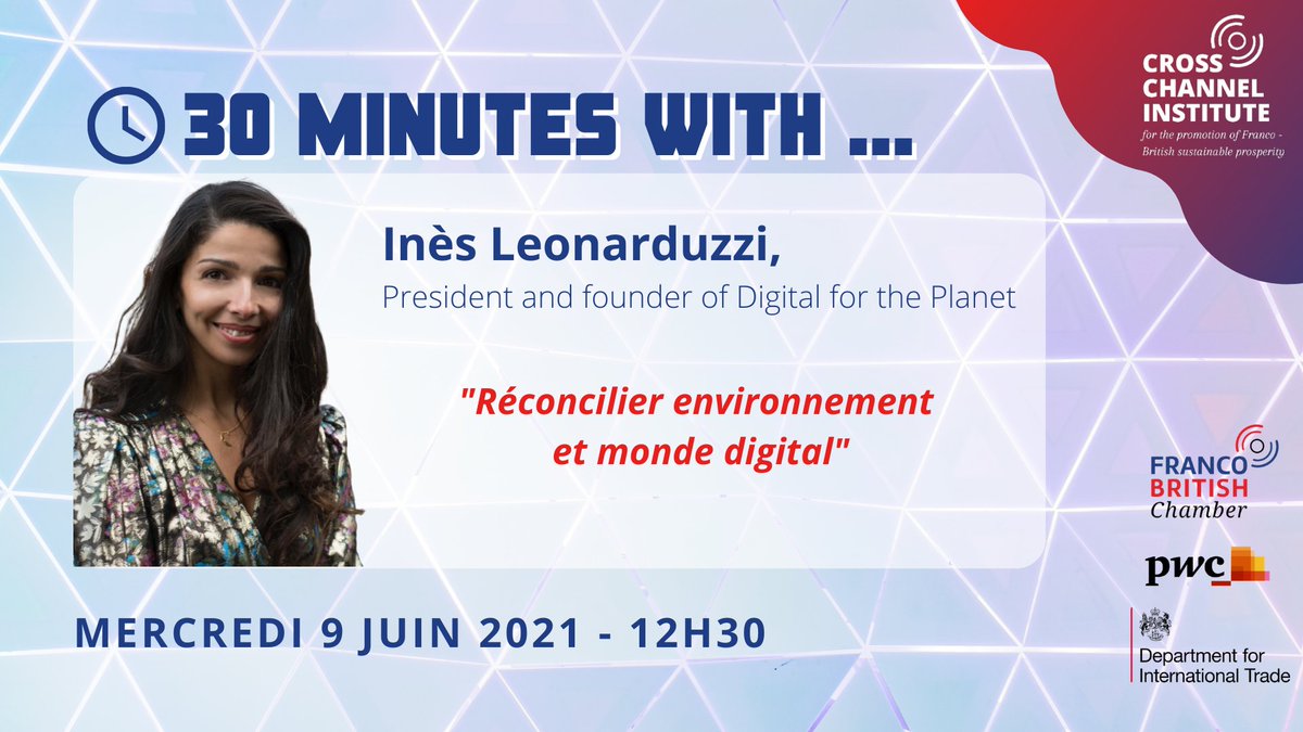 Franco-British Chamber (@fbcci) on Twitter photo Rendez-vous le 9 juin à 12h30 pour échanger sur le #digital et l’#environnement 👉 site.evenium.net/30minutes-with…
Nous serons enchantés à cette occasion de recevoir @Inesleonarduzzi, présidente de <a href="/DigiForPlanet/">Digital For The Planet</a>. Elle sera ravie de répondre à toutes vos questions à ce sujet ! 🌎 📱 Rendez-vous le 9 juin à 12h30 pour échanger sur le #digital et l’#environnement 👉 site.evenium.net/30minutes-with…
Nous serons enchantés à cette occasion de recevoir @Inesleonarduzzi, présidente de <a href="/DigiForPlanet/">Digital For The Planet</a>. Elle sera ravie de répondre à toutes vos questions à ce sujet ! 🌎 📱