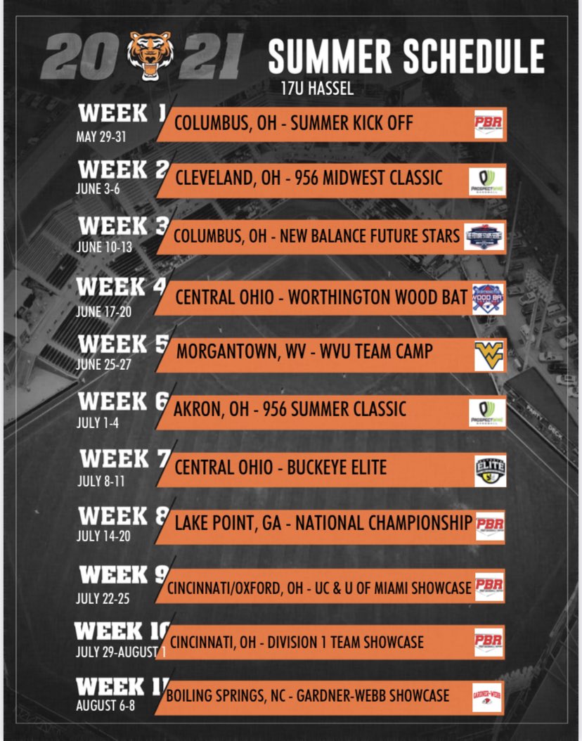 Looking forward to these amazing events this summer!  Follow LIVE game video @ Game Changer Team Manager Rawlings Tigers Columbus 2022
Twitter <a href="/RecruitTigers/">Rawlings Tigers National Recruiting</a> &amp; <a href="/ColumbusTigers/">Rawlings Tigers Columbus 2022</a>

<a href="/FlatgroundBats/">FLATGROUND Hitting</a>