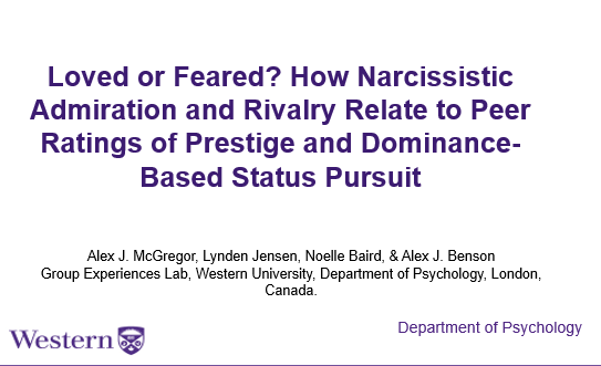 Excited for the 2nd day of #apsvirtual21. If you are interested in how and why narcissists pursue status in social groups, check out my talk with <a href="/noelle_baird/">Noelle Baird</a> <a href="/AlexJBenson1/">Alex Benson</a> &amp; <a href="/LyndenJensen/">Lynden Jensen</a>! It's available on-demand throughout the conference. <a href="/IOWestern/">IO Psych Western</a>