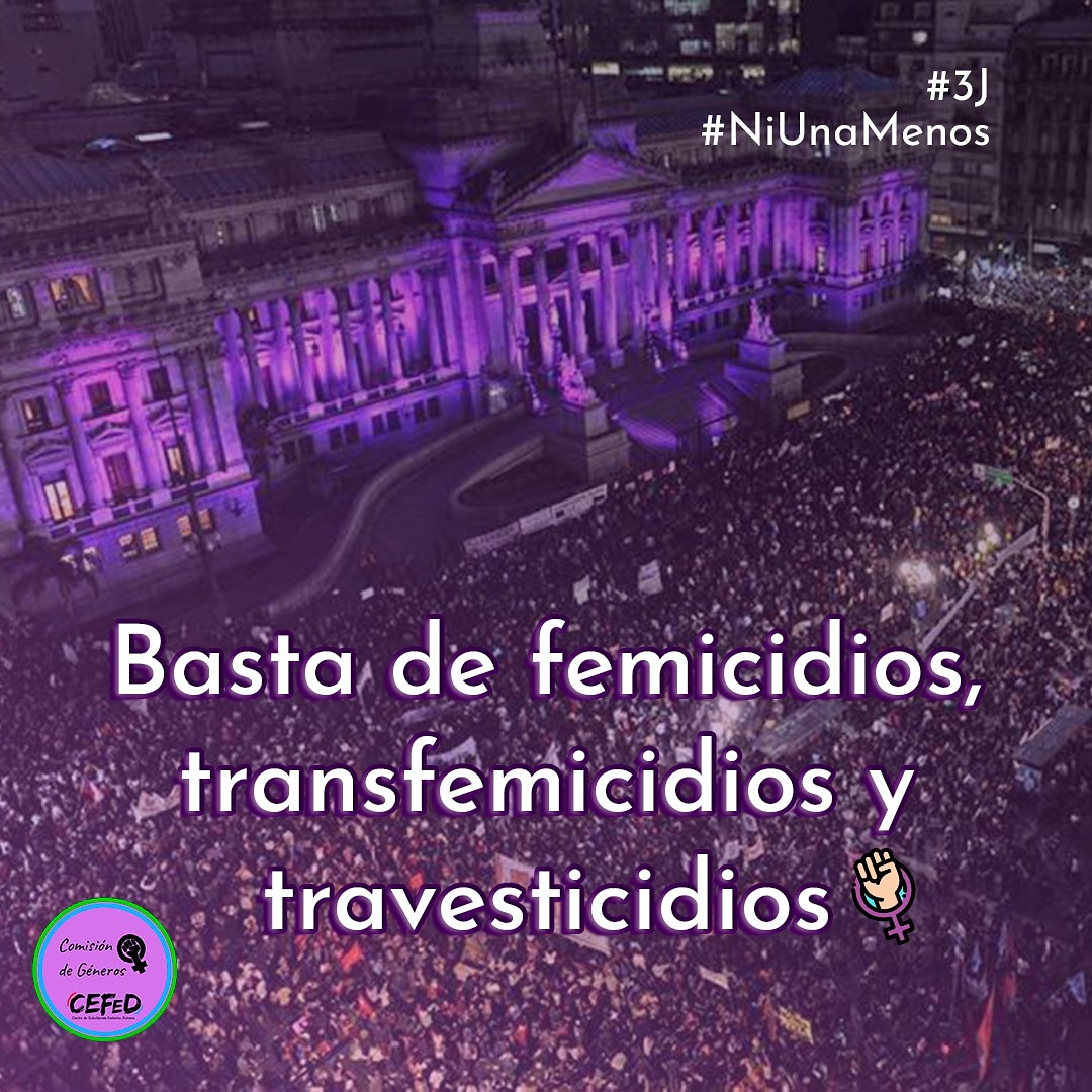 CEFeD2's tweet photo. ✊🏼Este #3J seguimos cuidándonos en nuestras casas, pero siempre unidas y organizadas defendiendo nuestra lucha y nuestros derechos como mujeres y disidencias 💜

🔥Para que realmente exista #NiUnaMenos exigimos #CupoLaboralTravestiTrans
#TrabajadorxsSomosTodxs
#DondeEstaTehuel https://t.co/c50fj4iC8T