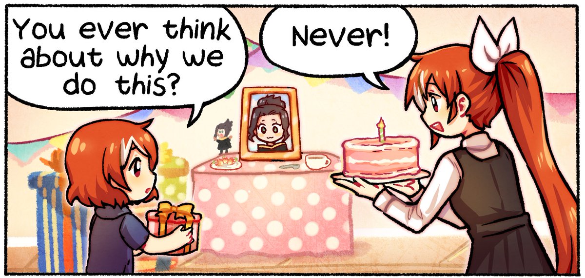 Crunchyroll's tweet photo. Celebrate Hime's Birthday with this week's the Daily Life of Crunchyroll-Hime (by @coughdrops!!) 🧡🎂 https://t.co/RnfkedLHry