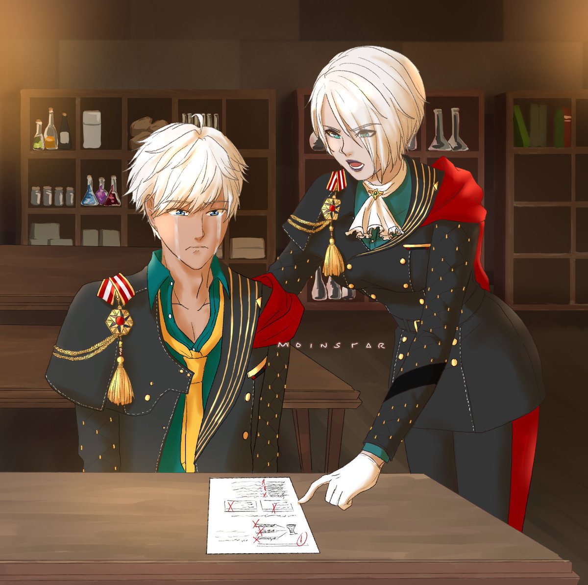 MissStoria_'s tweet photo. Ivy and the other Demon Brothers (Part 1/6): Mammon 

Ivy tutors Mammon in Potions class after he failed a test in it. She cares about him and wants him to pass.

Commission by @monnommoin! 

#obeyme #obeymemc #obeymemammon #IvyValentine #SOULCALIBUR #おべいみー #ソウルキャリバー https://t.co/bD3AVNX2WF