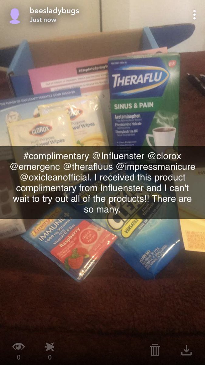 beesladybugs's tweet photo. #StepIntoSpring #CloroxPaperTowelWipes #emergeyourbest #TherafluPowerDown #imPRESSColor #MyOxiCleanVSR #complimentary #contest @Influenster @clorox @emergenc @therafluus @impressmanicure @oxicleanofficial  I love my Step into springboxcan't wait to try all of the products so far https://t.co/hxVPpAheEk