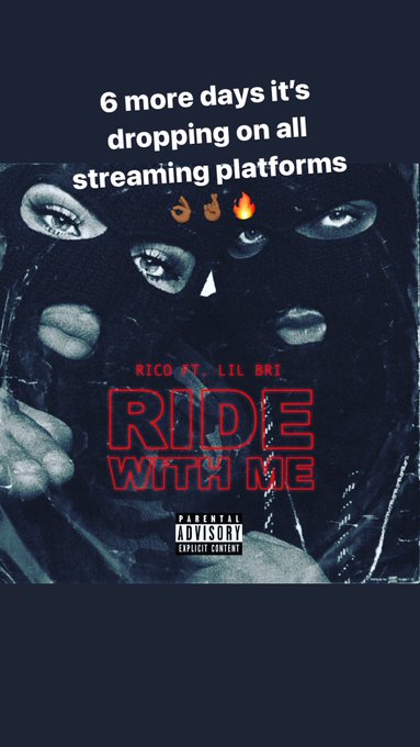 Make sure y&rsquo;all tap in SIX MORE DAYS my new single &ldquo;RIDE WITH ME&rdquo; ft. Lil Bri dropping on all streaming<a href="/tag/ricoentertainment"class="tags"><span>#ricoentertainment</span></a>