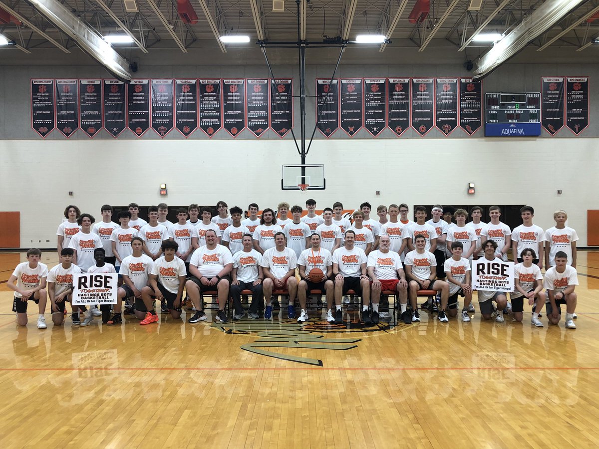HastingsTigerBB's tweet photo. Transformational week in our program finishes up tomorrow!  Been a great 3 days teaching and learning the game.  We have GREAT kids in our program that are going to represent the #RISE culture!  52 kids and 7 coaches got better this week.  #StrengthInNumbers https://t.co/Nsps9WWS5a