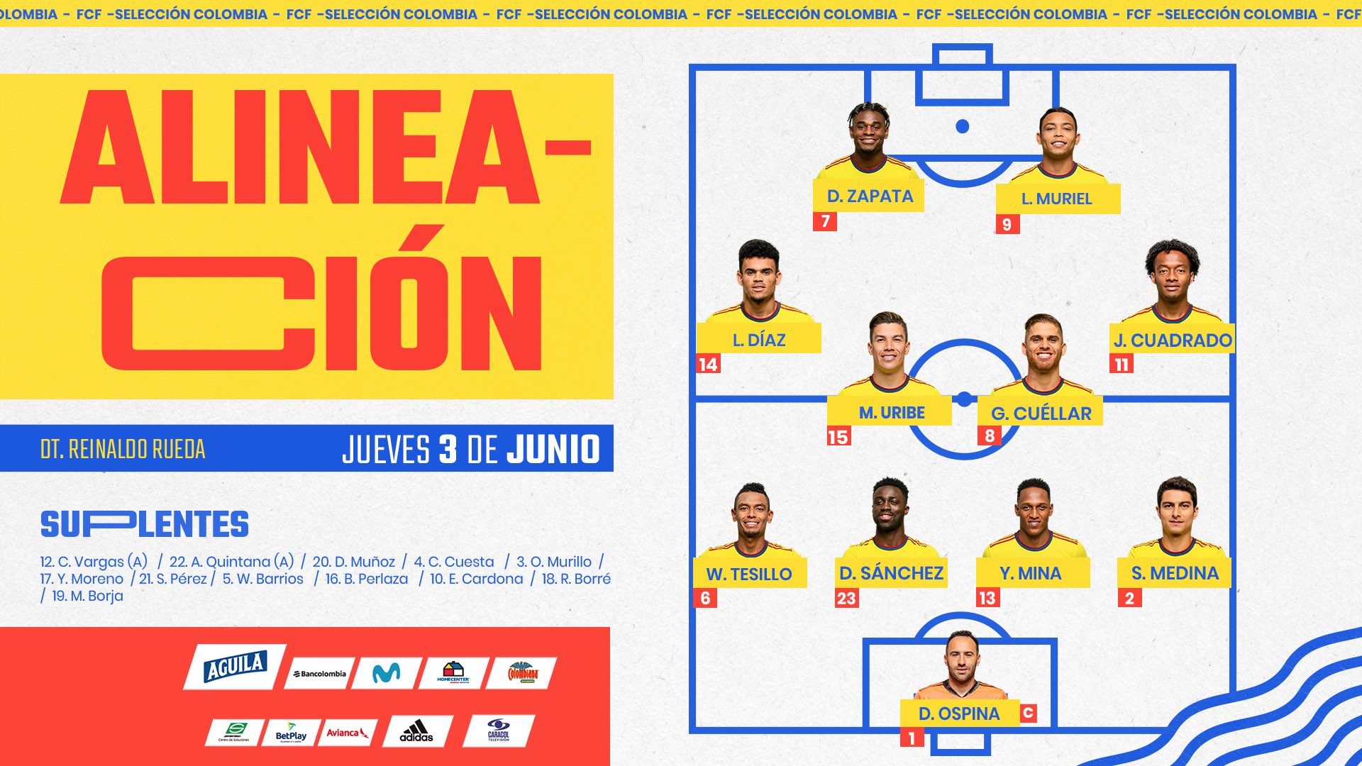 Seleccion Colombia On Twitter Atencion Este Es Nuestro 11 Inicial Con El Que Enfrentaremos A Seleccionperu Con Toda Muchachos Vamoscolombia Percol Https T Co Enljg3tcsl