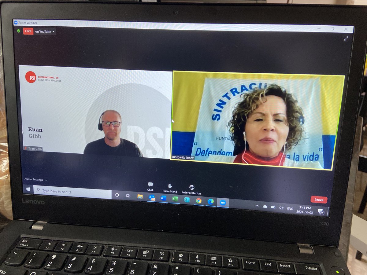 Felipe Pareja (@fapareja) on Twitter photo Brilliant webinar today about the situation in Colombia – the ongoing fight against a racist, repressive, regressive govt, & the fight being waged by citizens.
Kudos to <a href="/EuanGibbSP/">Euan Gibb</a> & <a href="/ISPinteramerica/">PSI Interamérica</a>. Gracias @MLopez116 de <a href="/SINTRACUAVALLE/">SINTRACUAVALLE</a>.
Sin lucha no hay victoria! ✊🏽🇨🇴💛💙❤️ Brilliant webinar today about the situation in Colombia – the ongoing fight against a racist, repressive, regressive govt, & the fight being waged by citizens.
Kudos to <a href="/EuanGibbSP/">Euan Gibb</a> & <a href="/ISPinteramerica/">PSI Interamérica</a>. Gracias @MLopez116 de <a href="/SINTRACUAVALLE/">SINTRACUAVALLE</a>.
Sin lucha no hay victoria! ✊🏽🇨🇴💛💙❤️