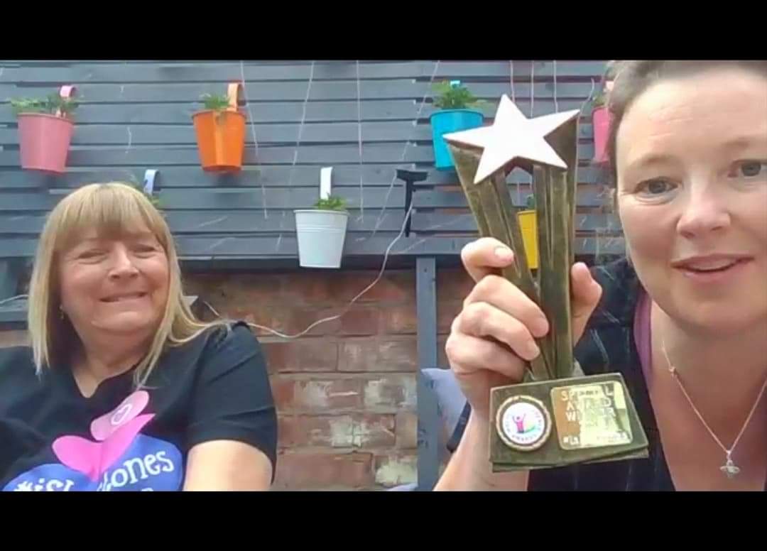 TanseyKatherine's tweet photo. Super proud of all our volunteers especially Jinny and Suzanne,  the volunteering community of Hinckley and Bosworth and around the UK for really making a difference especially during a very difficult year 😘🎗️🦋🎗️ #makingadifferenceawards #hbbc  #childhoodcancerawareness https://t.co/X4wQHfpJr4